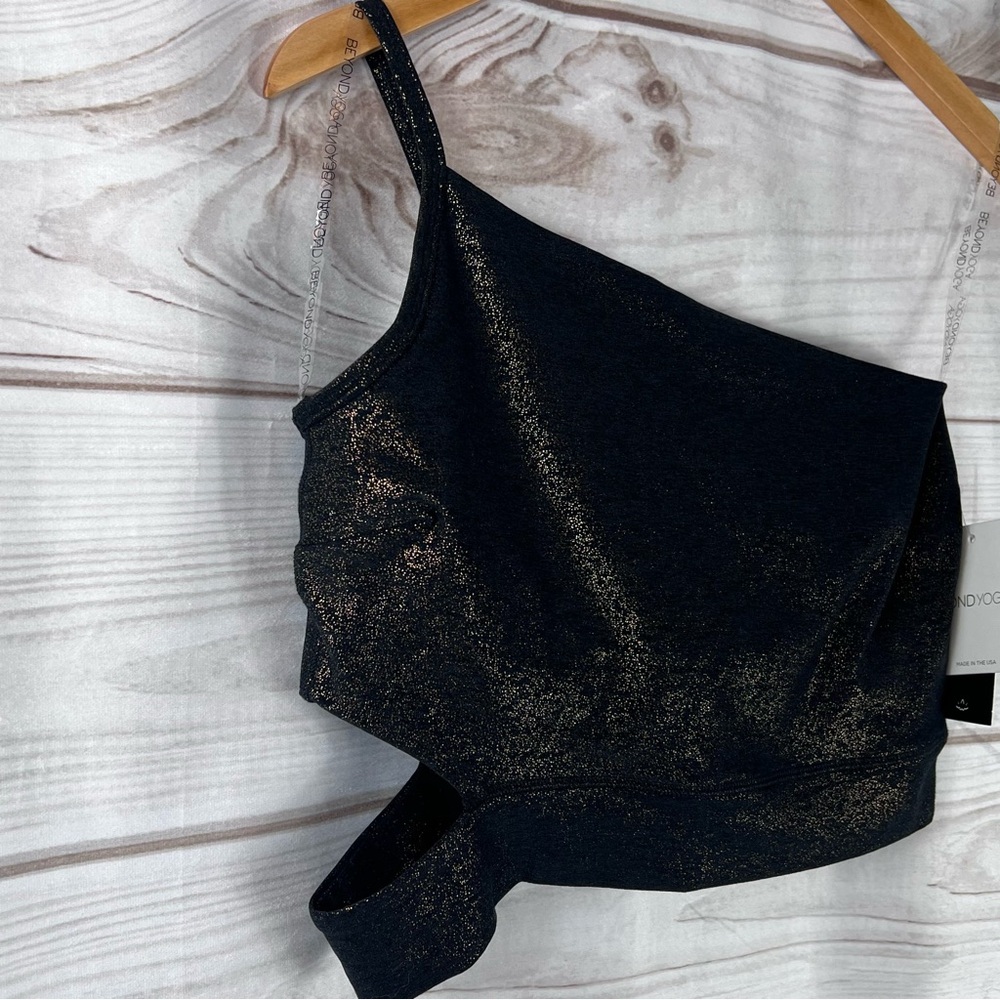 NEW Beyond Yoga SoftShine Wanderlust One Shoulder Metallic Stardust Cropped Tank - Picture 7 of 9